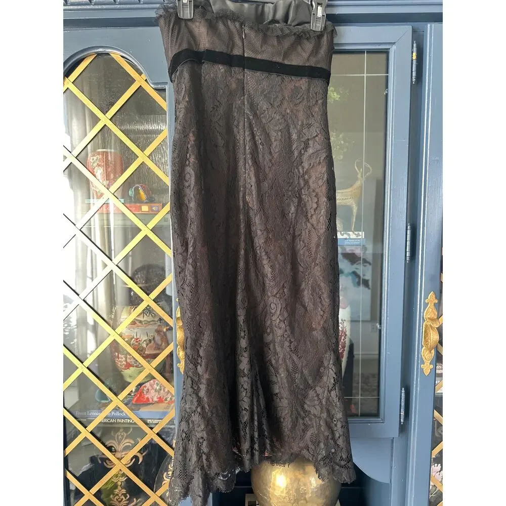 Vintage White by Vera Wang Black lace Strapless Dress Formal, Cocktail - Picture 4 of 9